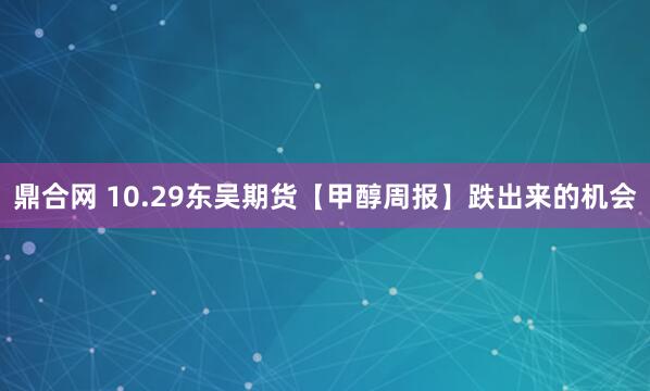 鼎合网 10.29东吴期货【甲醇周报】跌出来的机会